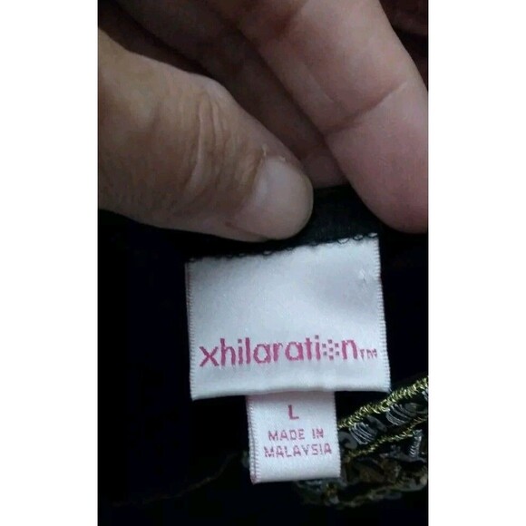 Xhilaration Y2K Sz L Black Tank Top Cami Spaghetti Strap  Sequin Trim - Picture 3 of 3